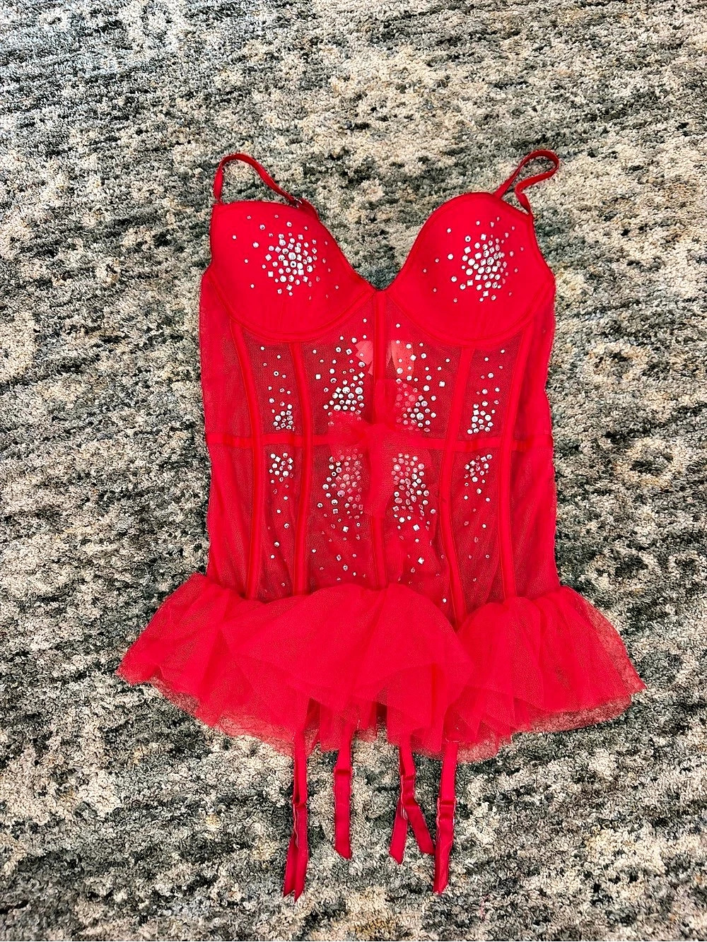 Victoria's Secret Red Bustier Chemise 36B NWT